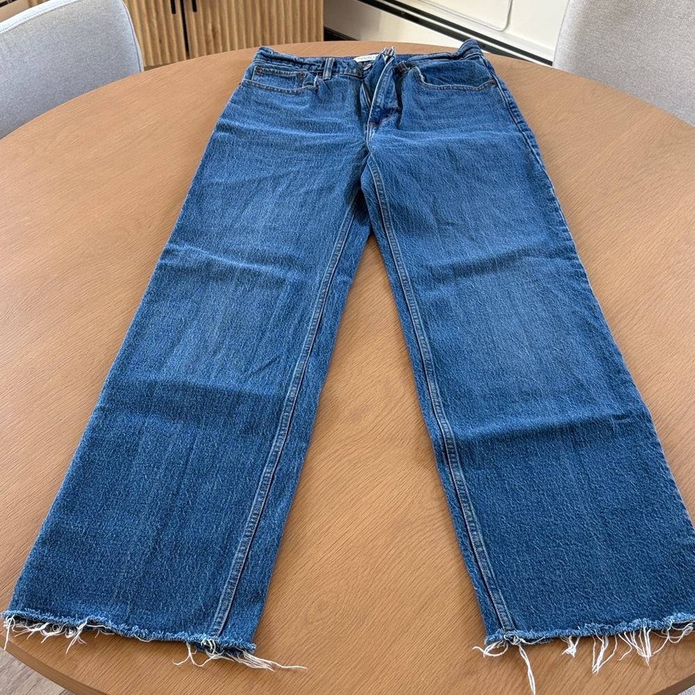 Abercrombie & Fitch High-Rise Wide-Leg Blue Jeans